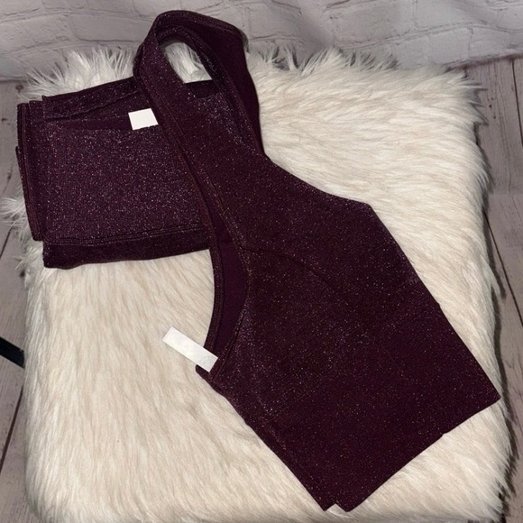 PINK Victoria's Secret Other - PINK Victoria's Secret Seamless Shimmer Leggings w/Plunge Sports Bra Top 2pc Set